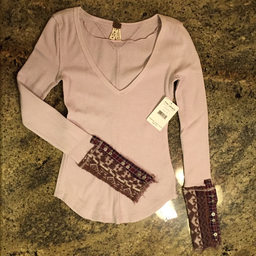 NWT Lavender Free People Art School Cuff Thermal XS